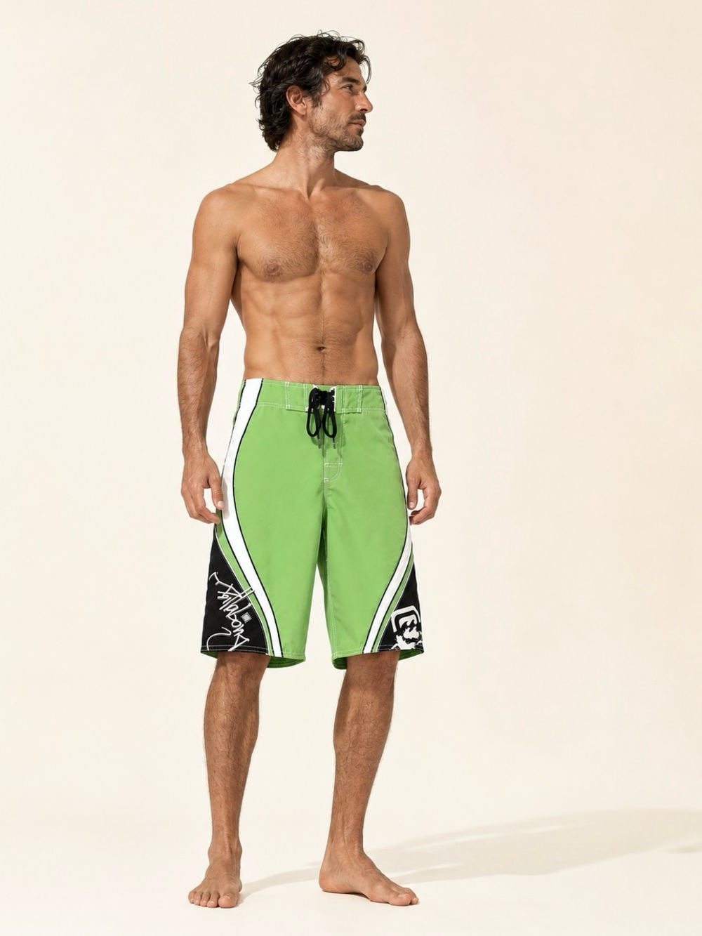 Y2K Surf Board Shorts Hidden Zip Pocket Beachwear Billabong Avocado Green Sz 34